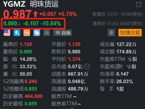 明珠货运盘前跌近11 2024年上半年营收同比降59.2% 净亏损扩大