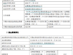 金鹰稳利配置三个月持有债券发起FOF成立：6536户参与 募集额达8.24亿