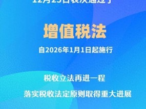 新华社权威快报丨增值税法通过！自2026年1月1日起施行